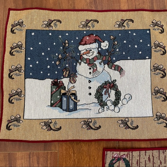VTG 90’s Holiday Christmas Tapestry Needlepoint Decorative Placemats 3Pcs - Picture 7 of 10